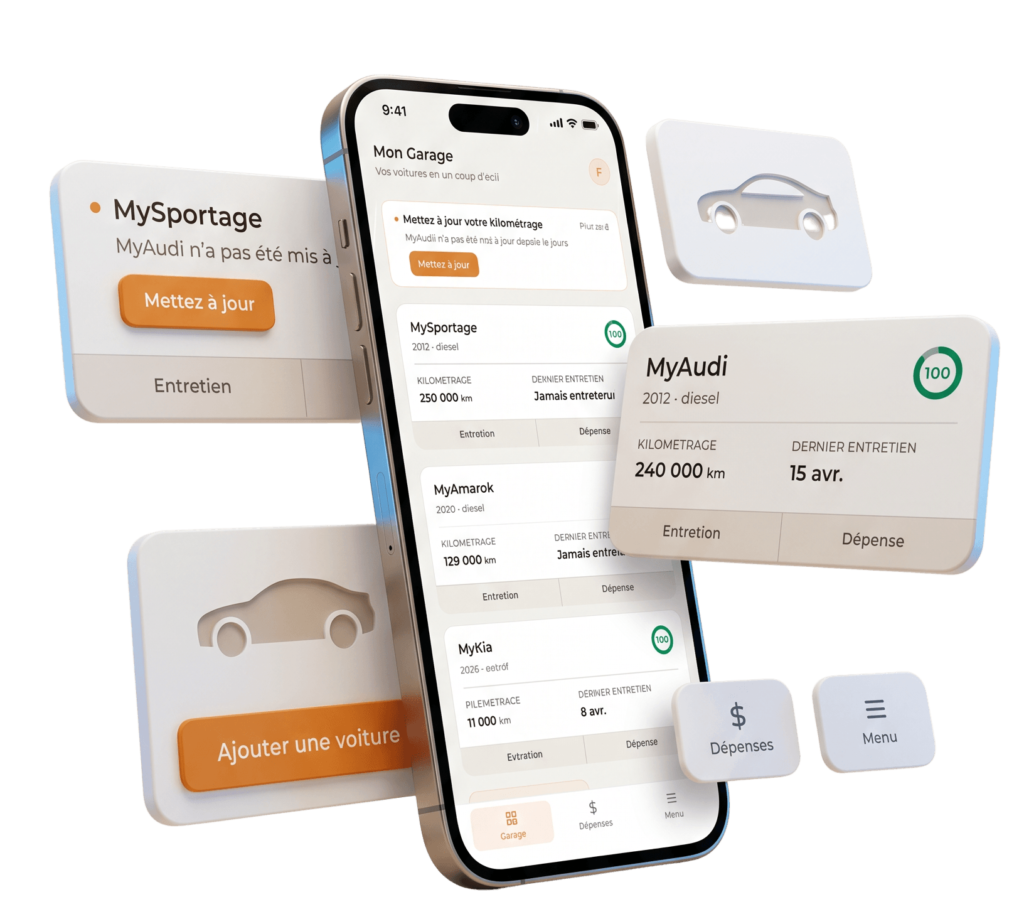 Interface Karvibe — écran mon garage